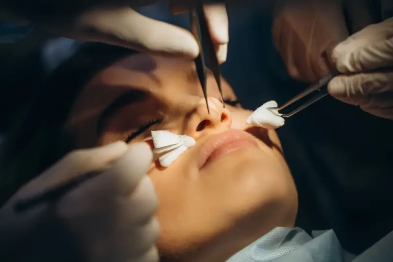 Rhinoplastie en Turquie 2026 : Guide au meilleur chirurgien, techniques et sûreté Close-up of a patient face at the surgery room ahead of a rhinoplasty in Turkey