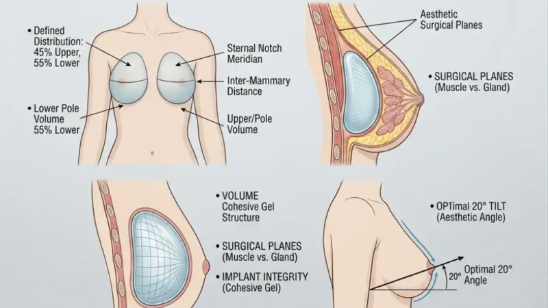 Protesi Mammarie da 400 cc: Raggiunge la tua taglia ideale del seno Diagram showing the body proportions for ideal 400 cc implants